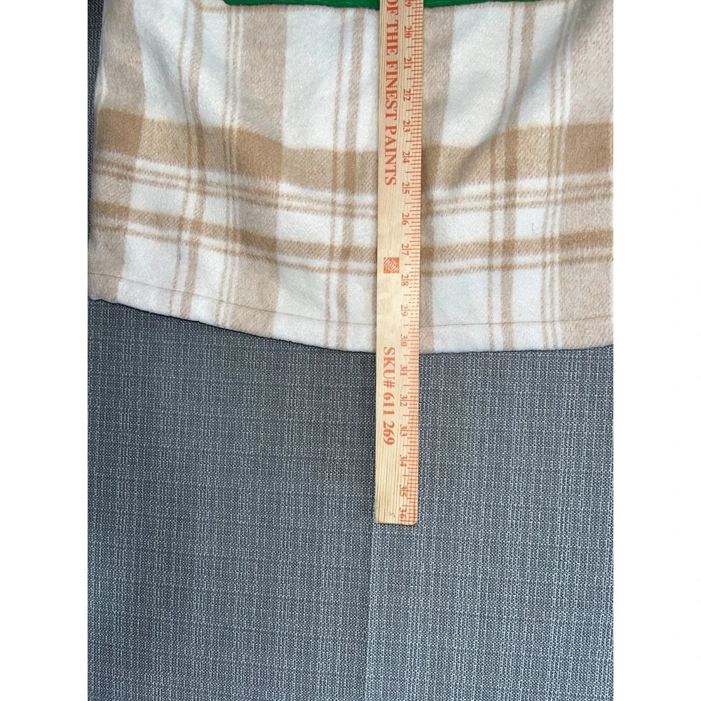 First Row Padding Shacket Mens Large Beige White Check Multi‎ Patches Wool Lined